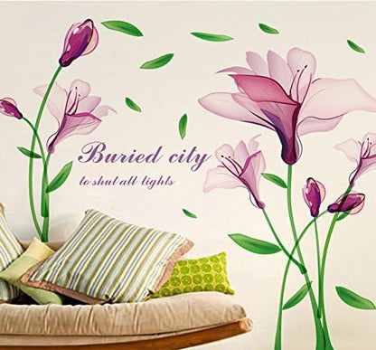 Purple Flowers Fantasy Vinyl Wall Decal PVC Home StickerDLX6012