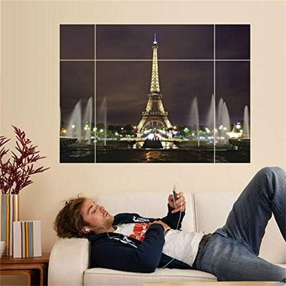 Ay8014W Huaduo Modern Removable Wall Stickers 3D Window View Large Eiffel Tower Sydney Greek Night City For Living Room Bedroom Home Decoration