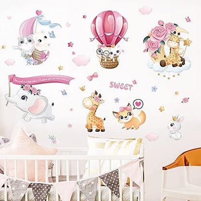 HM71009 Wall Stickers Baby Kids Room Bedroom Background Home Decor Nursery Decals Decoration Cute Animals Sticker
