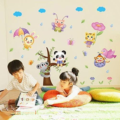 XL8206 in the rain of the flying animal wall stickers children room kindergarten cartoon waterproof decorative wallpaper.