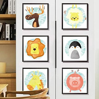 Cute Cartoon Animal Portrait Wall Sticker Animal Wall Sticker for Home Living Room Decoration xl8321