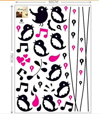DM570024 love Birds Music Wall Sticker House Wall Sticker Removable Living Room Wallpaper Bedroom Kitchen Art Painting Sticks PVC Window Door Hanging and 3D Frog Car Sticker Gift