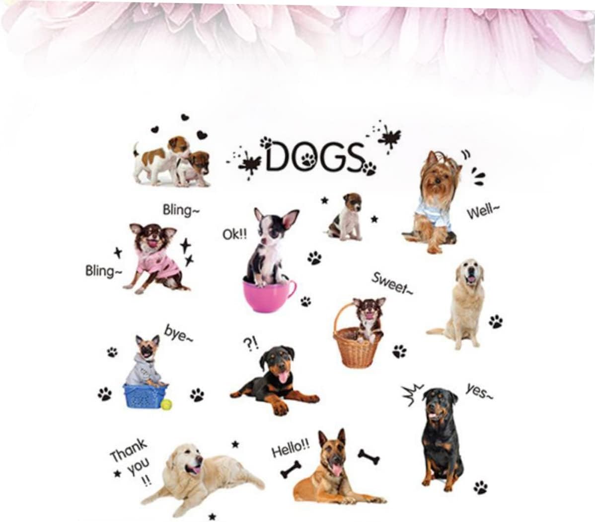 Xh1003c Asakkura Removable Stickers 2pcs Wall Removable Animal Wallpaper Home for Cartoon Paste Sticker Decals Decoration Kids Nursery Living Dog Decor Room Kids Wall Decals