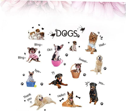 Xh1003c Asakkura Removable Stickers 2pcs Wall Removable Animal Wallpaper Home for Cartoon Paste Sticker Decals Decoration Kids Nursery Living Dog Decor Room Kids Wall Decals