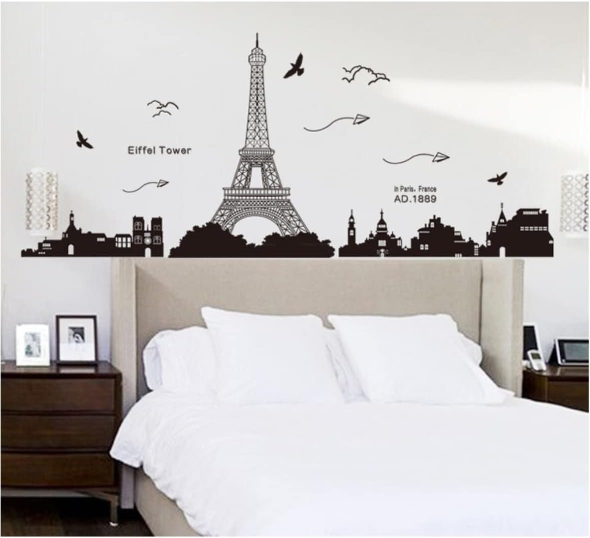 Paris Backdrop Paris Wall Art Eiffel Tower Photo Banner Background European City Landscape Black Tower Kite Building Wall Hanging Decor For Living Room Bedroom Decoration,27.55X72.8Inch