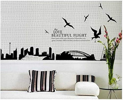 DIY Removable City Silhouette Wall Stickers For Living Room Bedroom Study Room Home Decor - Beautiful Flight Of Sydney