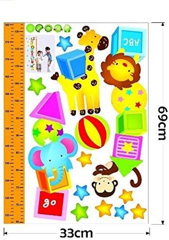 Home Find Height Measurement Wall Stickers Baby Growth Chart Cartoon Animal Acrobat Monkey Children Decals Vinyl Removable Kids Nursery Room Home Decoration 15.7 inches x 51.2 inches