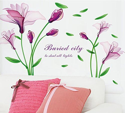 Purple Flowers Fantasy Vinyl Wall Decal PVC Home StickerDLX6012