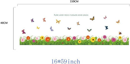 BEST OF BEST Wild Flowers Butterfly Wall Sticker Home Decal Removable PVC Murals Wallpaper Girls Boys Kids Baby Nursery Bedroom Living Room Bathroom Kitchen Window Playroom Decor