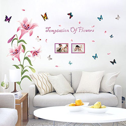 Sk9070b Pink Lily Picture Frame Wall Sticker