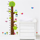 Simoshaw Height Measurement Growth Chart Tree Cute Monkey and Owls Wall Vinly Decal Decor Sticker