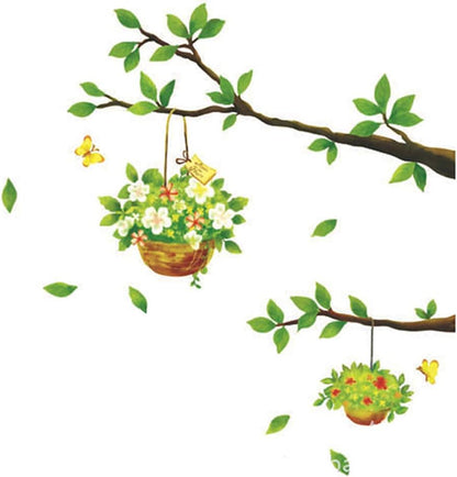 Home Centre Corsica - Green PVC Tree Detailed Wall Decal - 50x70cm, Standard
