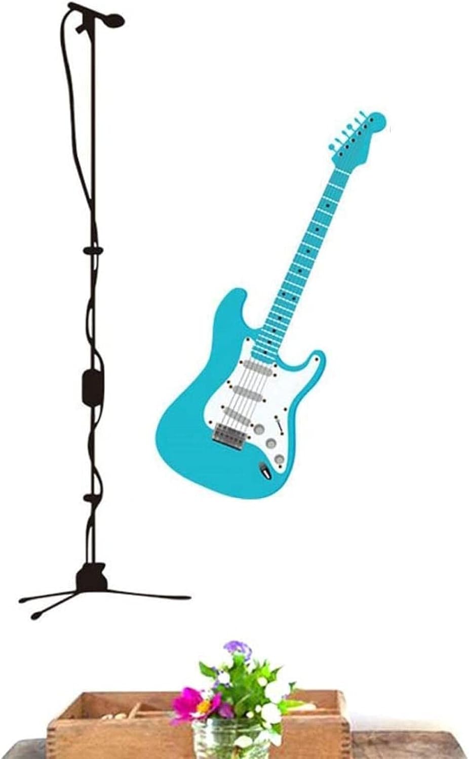 Guitar stickers dance music studio decoration removable wall stickers bedroom cupboard decorate home decor ay9115