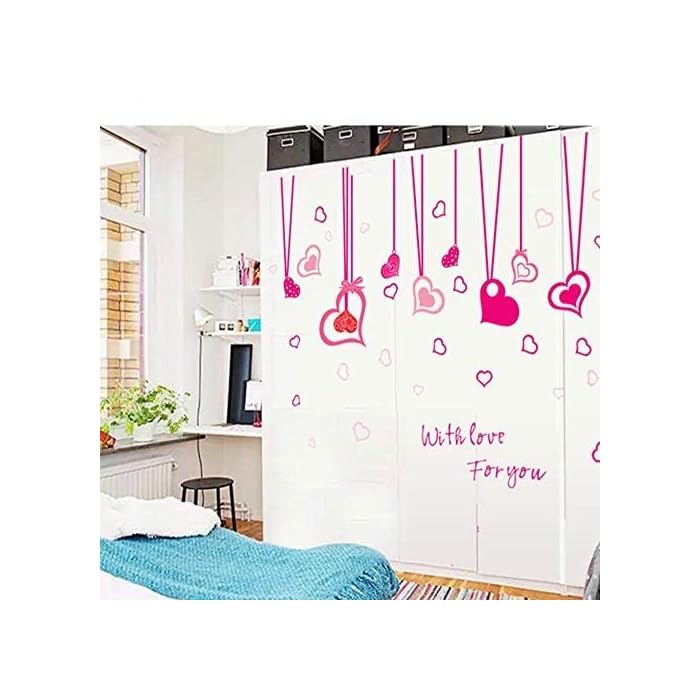 Red Love Hollow Heart Skirting Lines Wall StickerAy7202