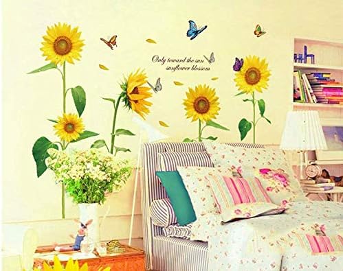 LM868 Sunflower butterfly Wall Stickers Wall Decals