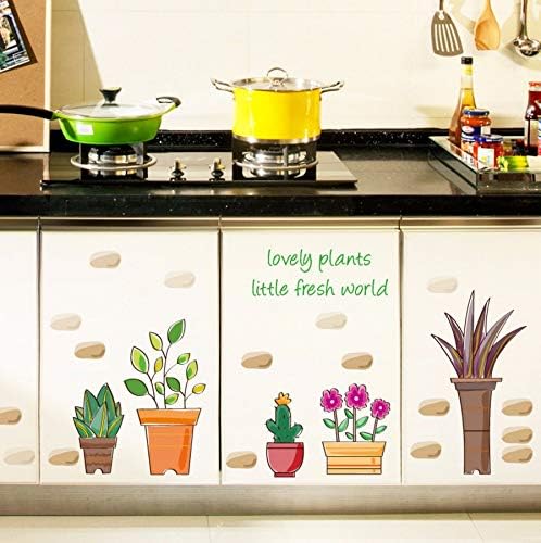 Potted Plants Wall Sticker Cupboard Glass Window Wall Stickers Sk7017 Kitchen