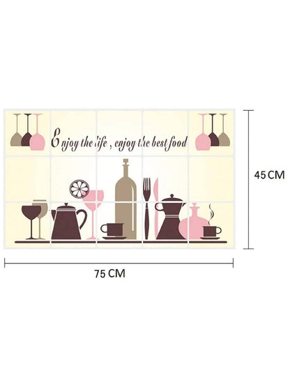 JAAMSO ROYALS Kitchen Cookery Set Design Wall Tiles Stickers Waterproof, Stickers for Wall, Wall-Sticker for Home, Tiles Wall Stickers