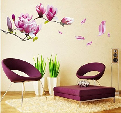 Purple Magnolia Flower Red Bloosom Flower Branch Wall Sticker Decal Rub a Stylish Modern Flowers Living Room Bedroom Decoration Kitchen