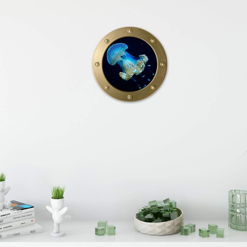 Wall Art Sticker Nautical Submarine Window Ocean World Jellyfish VC Wall Decal Wallpaper for Baby Kids Bedroom Living Room