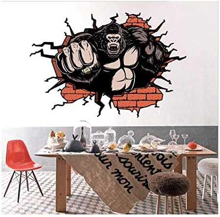 Gorilla Break Up The Wall 3D Wall Sticker Home Decor Kids Bedrooms Animal Funny Wall Decal
