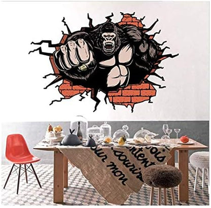 Gorilla Break Up The Wall 3D Wall Sticker Home Decor Kids Bedrooms Animal Funny Wall Decal