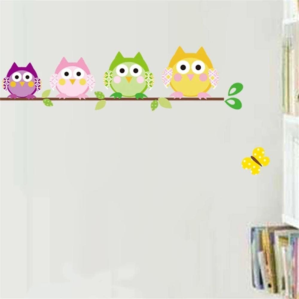 Owl Singing on Colorful Tree with Butterflies