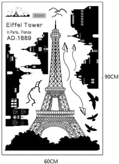 Paris Backdrop Paris Wall Art Eiffel Tower Photo Banner Background European City Landscape Black Tower Kite Building Wall Hanging Decor For Living Room Bedroom Decoration,27.55X72.8Inch