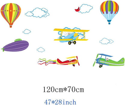 Jm6607 Wall Sticker For Kids Room Home Decoration Wall Decor Air Balloon Plane