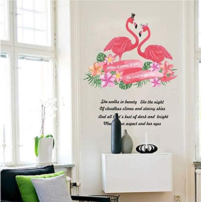 Sk7167 Nordic style wall stickers green leaf lovebird couple flamingo home decoration stickers girls room sweet love sayings home