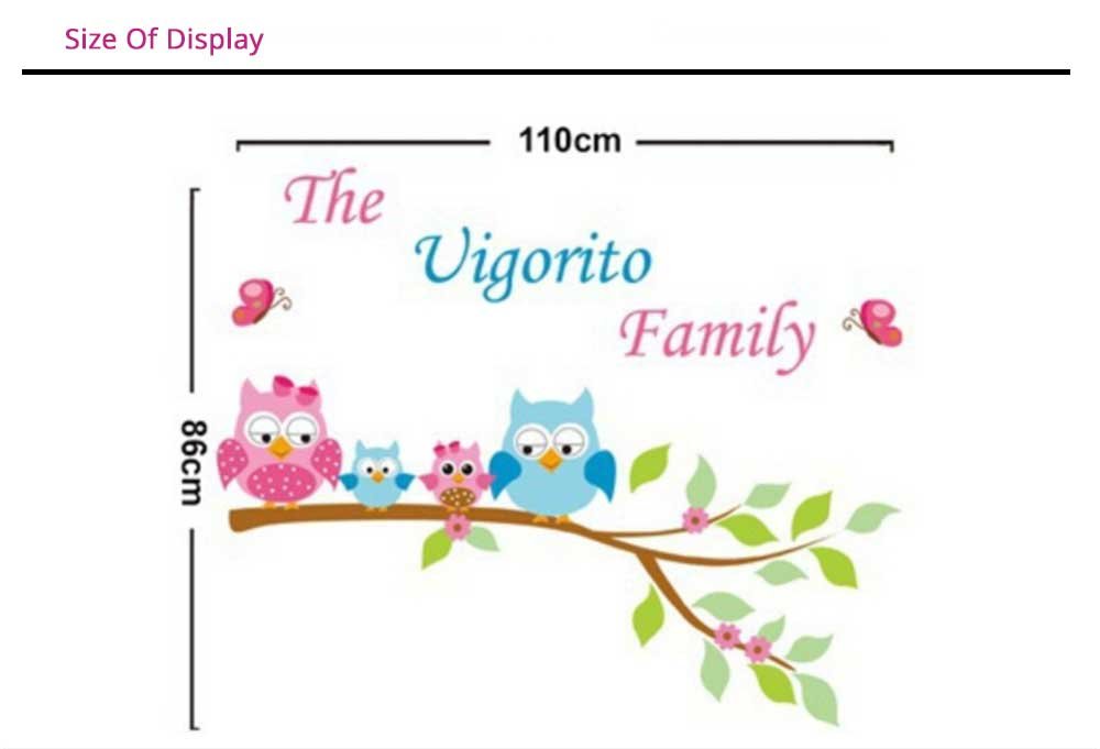 Syga 'A Happy Family Cute Owl On The Tree' Wall Sticker size 50x70 jm8295