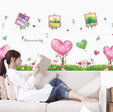 Cartoon Green Tree Grass Love Photo Frame Flower Wall Sticker Wall Decals Home Decoration Wallpaper size 50x70 xls7081