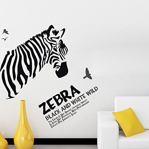 DNVEN 35 inches x 35 inches Zebra Head Black and White Wild Vinyl Wall Sticker Zebra Wall Decals Animal Print Home Murals Decor for Bedrooms Living Rooms