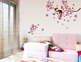 Asmi Collections PVC Wall Stickers Cute Monkey on a Tree Branch AY7020