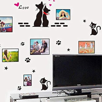 Ay7134 Cat Wall Stickers Cartoon Love Cat Photo Frame