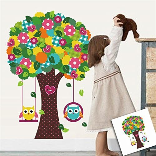 Lovely Owlets Swinging Tree Wall Sticker Zy1015