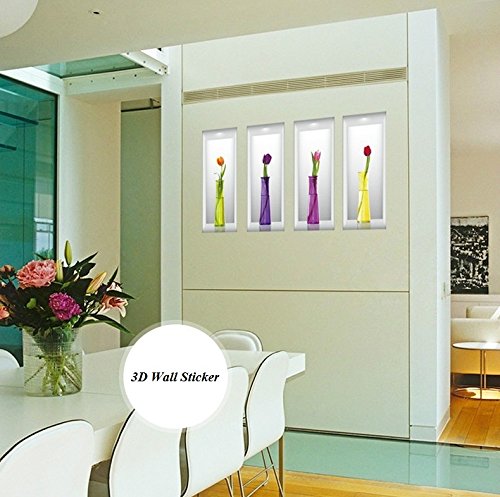 3D Flower Vase' Wall Sticker