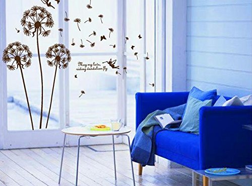 DIY Dandelion Flower Vinyl Wall Sticker For Living Room size 60x90 am9001