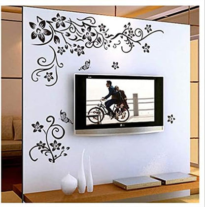 Dm577004 Black Butterflies and Tree Vine creative fashionable combination wall sticker