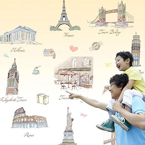 Alcoa PrimeHome Decor Colorful DIY Mural World Building Wall Sticker 1.2mx 1.05m