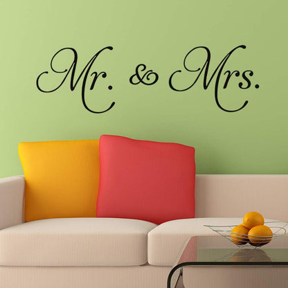 Letters Mr and Mrs Removable Family Wall Decals Lettering Vinyl Wall Art for Bedroom