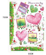 Cartoon Green Tree Grass Love Photo Frame Flower Wall Sticker Wall Decals Home Decoration Wallpaper size 50x70 xls7081