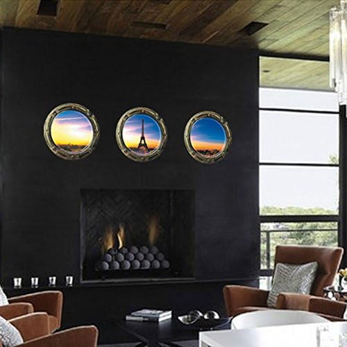 Kei Lara Trick Art Wall Sticker Window [Scenery from Round Window] Stylish Wall Sticker Removable DIY Wallpaper Sticker