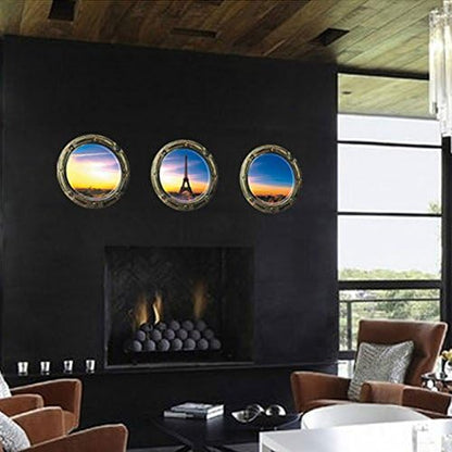 Kei Lara Trick Art Wall Sticker Window [Scenery from Round Window] Stylish Wall Sticker Removable DIY Wallpaper Sticker