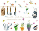 Trees Flowers Butterfly Wall Stickers Cartoon Animals Height Measurement Photo Frames Wall Decals Home Decor Mural Baby Boys Girls Kids Bedroom Kitchen Decoration (Gardening Plants Birds Butterfly) size 50x70 sk7107