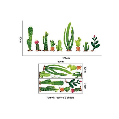 Wall Stickers 2pcs Fresh Cactus Green Plant Decal