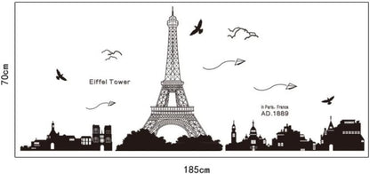 Paris Backdrop Paris Wall Art Eiffel Tower Photo Banner Background European City Landscape Black Tower Kite Building Wall Hanging Decor For Living Room Bedroom Decoration,27.55X72.8Inch
