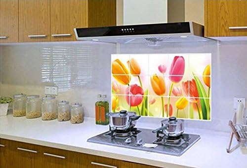 COMVIP Kitchen Oil Proof Heat-resistant Waterproof Tile Sticker Decals Flower