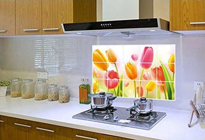 COMVIP Kitchen Oil Proof Heat-resistant Waterproof Tile Sticker Decals Flower
