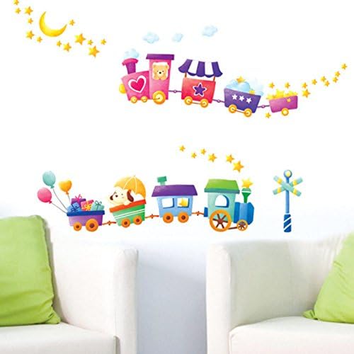 DM570092 Train Moon Star Pinwheel Wall Decals Home stickers paper sukurattia-topikutya- DIY Mural Kids Nursery Baby Room Decoration