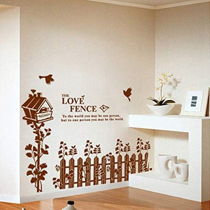 TYLOLMZ Brown Love Fence Birdcage Wall Sticker DM690036